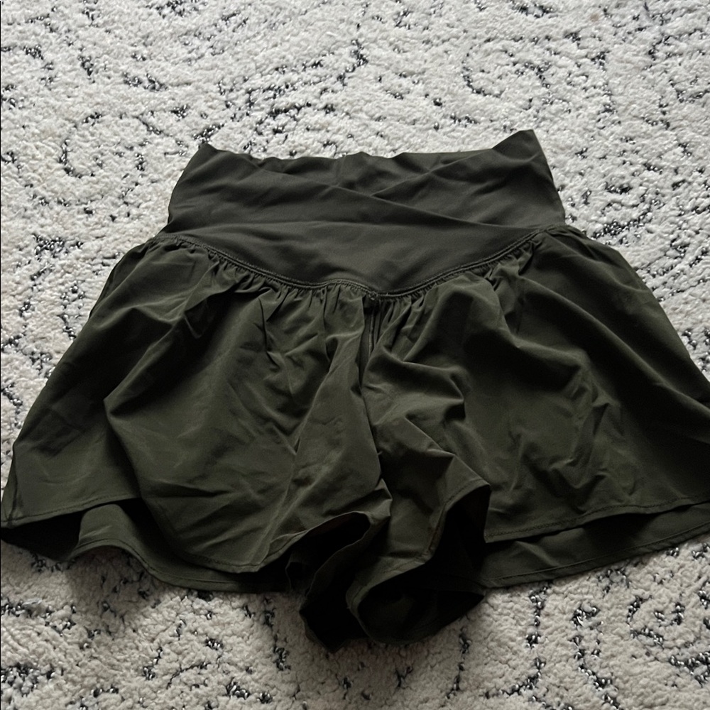 Aerie High Waist Dark Green Women's Shorts